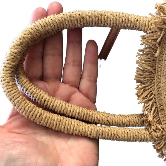 Lauren Conrad Cookie Crossbody Double Handle Straw Bag Summer Beach Festival - Picture 4 of 10